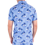 Palm Tree Short Sleeve Button Up Shirt // Light Blue (3XL)