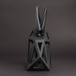 Black Diamond XL Knife Block + Ceramic Knife Set // 5 Piece Set // Black