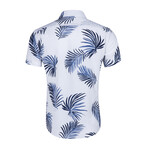 Leaves Button-Up // White + Blue (XS)
