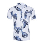 Leaves Button-Up // White + Blue (XL)