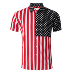 American Flag Button-Up // White + Red + Black (XS)