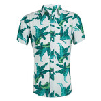 Leaves Button-Up // White + Blue-Green (S)