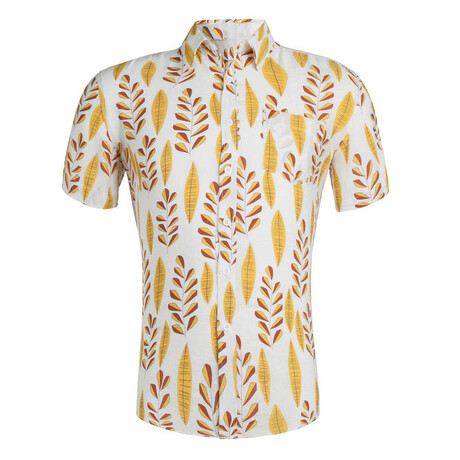 Leaves Button-Up // White + Yellow (XS)