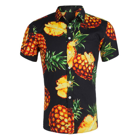 Pineapple Button-Up // Black (XS)