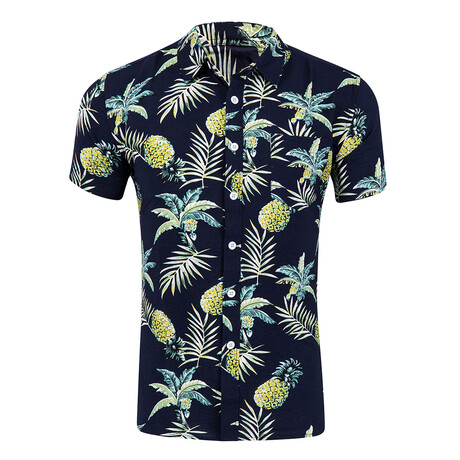 Pineapple Button-Up // Black + Yellow (XS)
