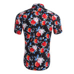 Rose Button-Up // Black + Red (M)