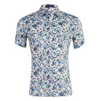 Floral Button-Up // White + Blue (S)