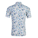 Floral Button-Up // White + Blue (XS)