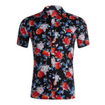 Rose Button-Up // Black + Red (M)