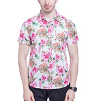 Floral Button-Up // White + Pink (XL)