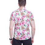Floral Button-Up // White + Pink (XS)