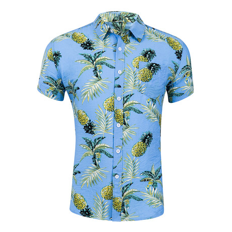 Pineapple Button-Up // Blue (XS)