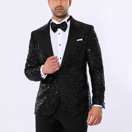 Sequin 2-Piece Slim Fit Suit // Black (Euro: 46)