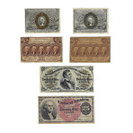 1860s to 1870s Civil War-Era Fractional Currency // 25 Cent Notes // Set of 6 // Lightly Circulated