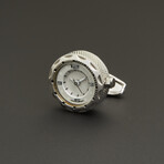 Jan Leslie // Stainless Steel Cufflink Watch // Brushed Silver + White