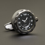 Jan Leslie // Stainless Steel Sports Cufflink Watch // Gunmetal + Black