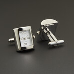 Link Up // Rectangle Cufflink Watch // Silver + White
