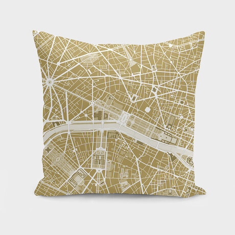 Paris City Map Gold // PlanosUrbanos (14"H x 14"W)