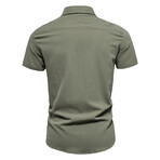 Short Sleeve Single Pocket Button-Up // Dark Green (L)