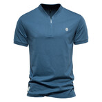 Zip-Up Polo // Blue (S)