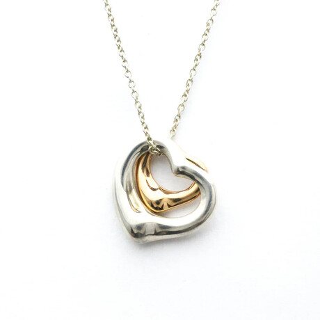 Tiffany & Co. // 18k Rose Gold + Silver Open Heart Necklace // 15.74" // Store Display