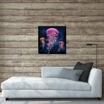 Electric Jellyfish World Pink Print on Acrylic Glass // David Loblaw (24"W x 24"H x 0.25"D)