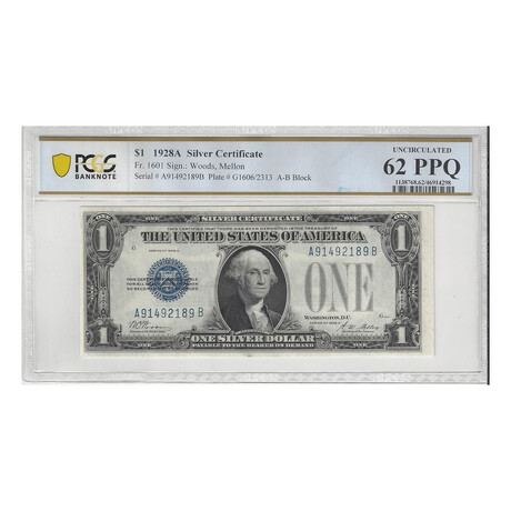 1928 $ 1 Silver Certificates Graded 62 PPQ