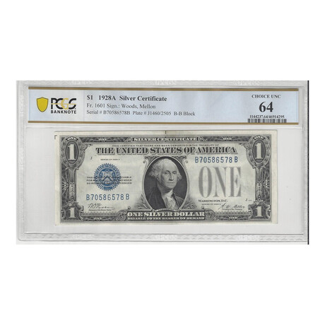 1928 $ 1 Silver Certificates Graded 64