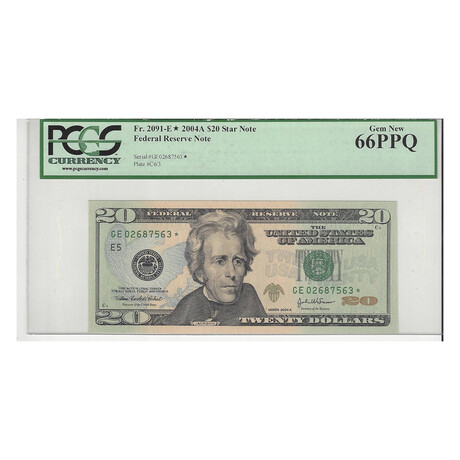 2004 A $20 Star E Federal Reserve MS 66 PPQ