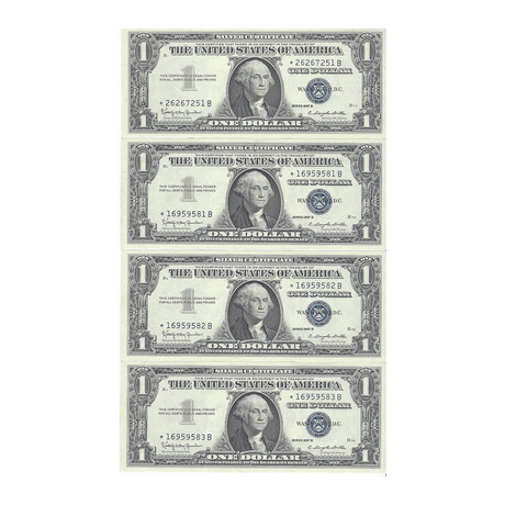 1957 B $ 1 Silver Certificate Pack With 4 Star Notes # 801 - 900