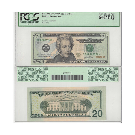 2004 A $20 Star E Federal Reserve MS 64 PPQ