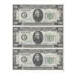1934 $ 20 Federal Reserve 3 Consecutive # 373 - 375