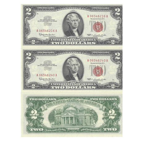 1963 $ 2 Legal Tender Quarter Pack 216 - 240