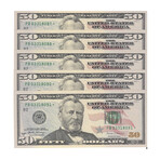 2017 A $ 50 Star Federal Reserve 5 Consecutive 087 - 091 Lucky 88