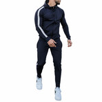 Contrast Stripe Tracksuit // Style 1 // Navy + White (M)