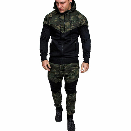 Color Block Tracksuit // Camouflage Green (L)