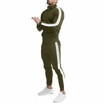 Contrast Stripe Tracksuit // Olive + White (M)