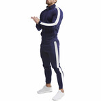 Contrast Stripe Tracksuit // Style 2 // Navy + White (3XL)