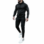 Contrast Stripe Tracksuit // Black + Dark Gray (L)