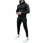 Contrast Stripe Tracksuit // Black + Dark Gray (L)