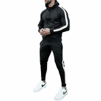 Contrast Stripe Tracksuit // Style 1 // Black + White (L)