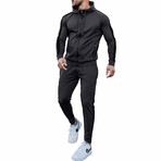 Contrast Stripe Tracksuit // Black + Black (2XL)