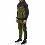 Color Block Tracksuit // Green + Black (2XL)