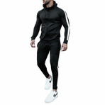 Contrast Stripe Tracksuit // Style 1 // Black + White (2XL)