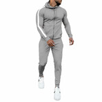 Contrast Stripe Tracksuit // Light Gray + White (M)