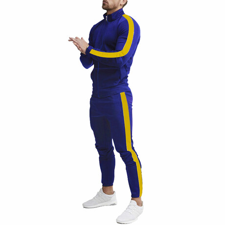 Contrast Stripe Tracksuit // Royal + Yellow (M)