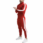 Contrast Stripe Tracksuit // Red + White (L)