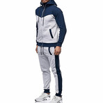 Color Block Tracksuit // Gray + Blue (L)