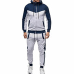 Color Block Tracksuit // Gray + Blue (M)