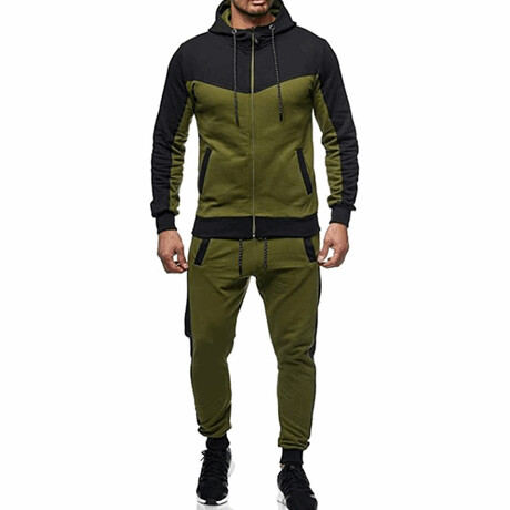 Color Block Tracksuit // Green + Black (M)